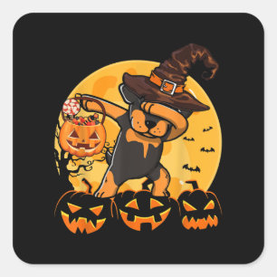 Funny Dabbing Rottweiler Pumpkin Halloween Costume Square Sticker