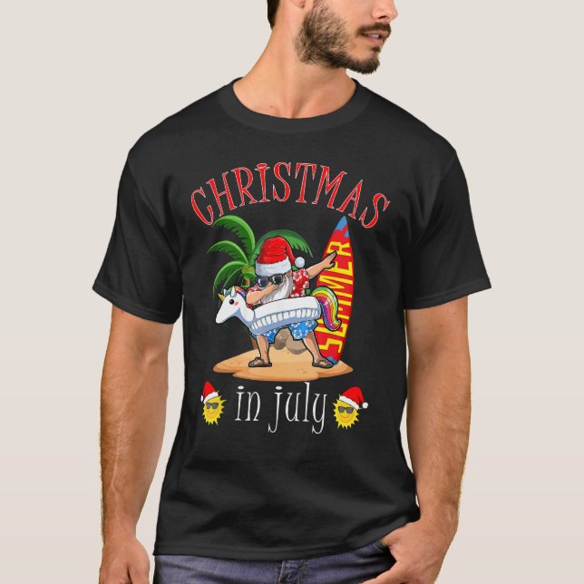 Funny Dabbing Santa Christmas in July Santa Hawaii T-Shirt (Front)