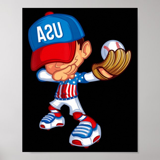 Funny Dabbing Sell Player Pitcher Catcher 4th Of J Poster (Front)