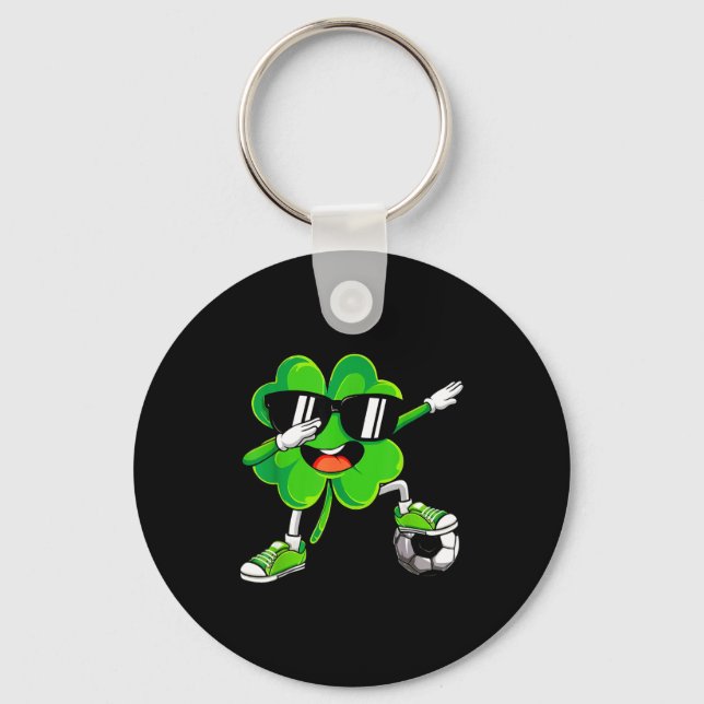 Funny Dabbing Shamrock Soccer St Patrick Men Boy K Key Ring (Front)
