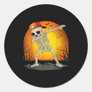 Funny Dabbing Skeleton Skull Halloween For Kids Bo Classic Round Sticker
