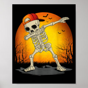 Funny Dabbing Skeleton Skull Halloween For Kids Bo Poster