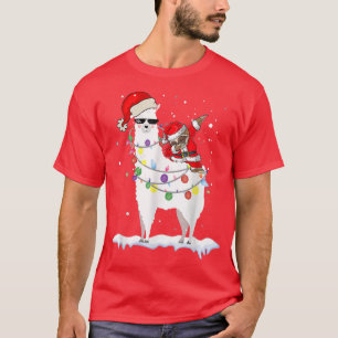 Funny Dabbing Sloth Riding Llama Santa Christmas L T-Shirt
