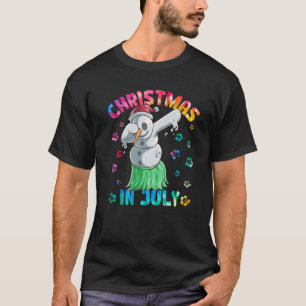 Funny Dabbing Snowman Christmas In July Summer Bea T-Shirt
