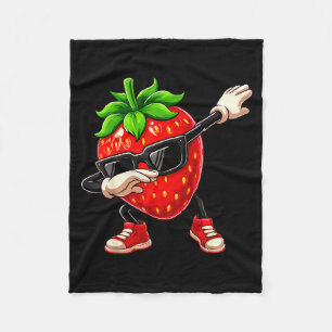 Funny Dabbing Strawberry Summer Fruit Lover Men Wo Fleece Blanket