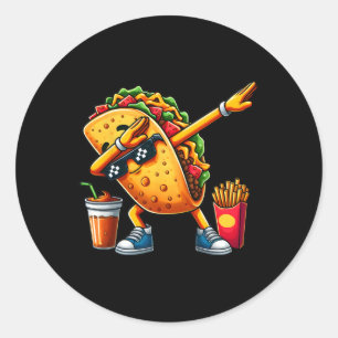 Funny Dabbing Taco Cinco De Mayo Boys Men Mexican Classic Round Sticker