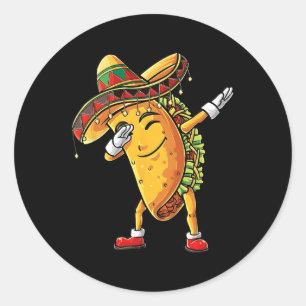 Funny Dabbing Taco Cinco De Mayo Kid Boy Men Who L Classic Round Sticker