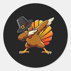 Funny Dabbing Turkey Thanksgiving Turkey Dabbing B Classic Round Sticker