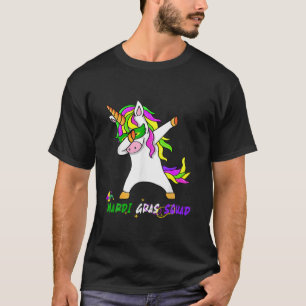 Funny Dabbing Unicorn Mardi Gras Squad Matching Gr T-Shirt