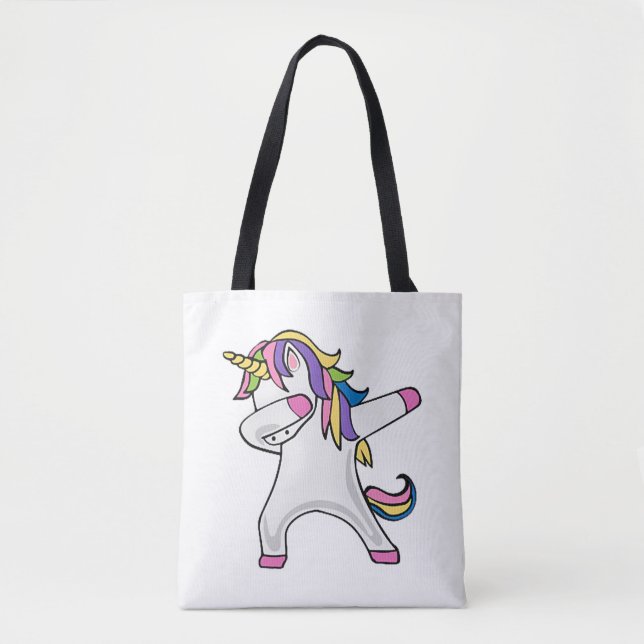 Funny Dabbing Unicorn Tote Bag (Front)