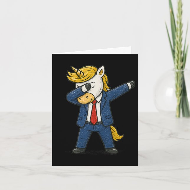 Funny Dabbing Unicorn Trump Patriotic Dab Pose Usa Card (Front)