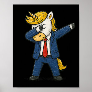 Funny Dabbing Unicorn Trump Patriotic Dab Pose Usa Poster