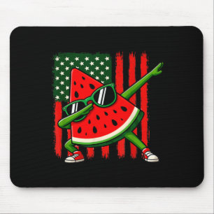 Funny Dabbing Watermelon Usa Flag July 4th Summer Mouse Pad