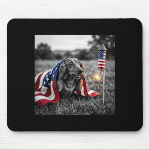 Funny Dachshund Aamerican Usa Flag 250 Years 4th Mouse Pad