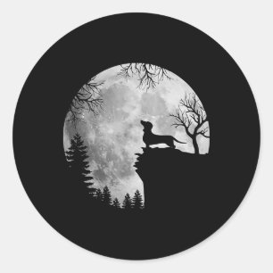 Funny Dachshund And Moon Halloween Dog Lover Costu Classic Round Sticker