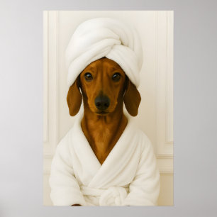 Funny Dachshund Bathroom Print, Dachshund In Poster