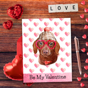 Funny Dachshund Be My Valentine Dog Valentine's Holiday Postcard