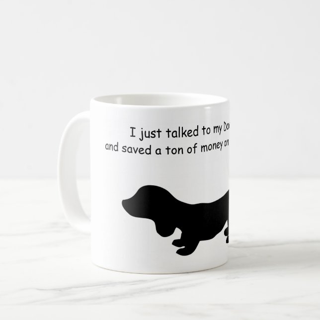 Funny Dachshund Car Insurance Humour Coffee Mug (Front Left)