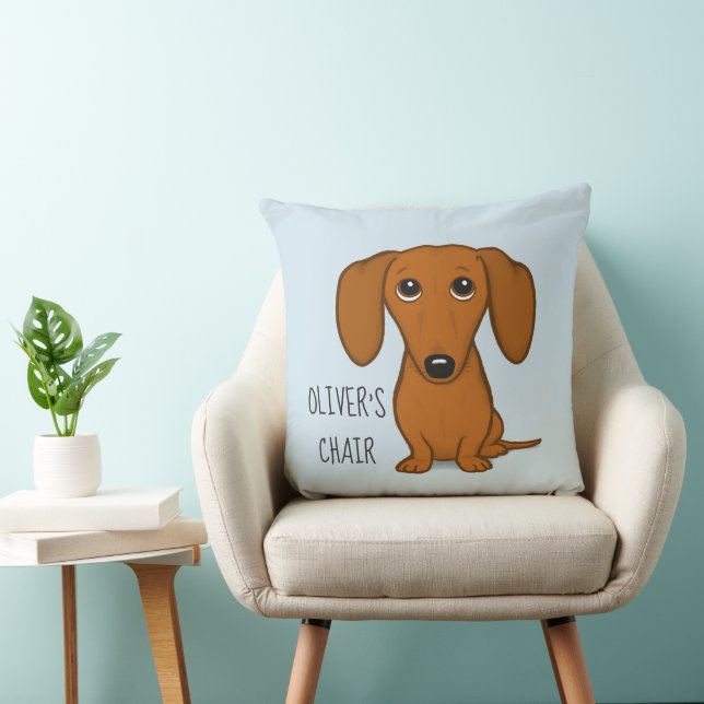 Funny Dachshund Cartoon Wiener Dog Personalised Cushion (Chair)