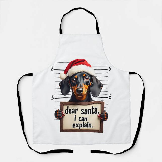 Funny Dachshund Christmas Dear Santa I Can Explain Apron (Front)