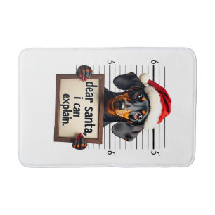 Funny Dachshund Christmas Dear Santa I Can Explain Bath Mat