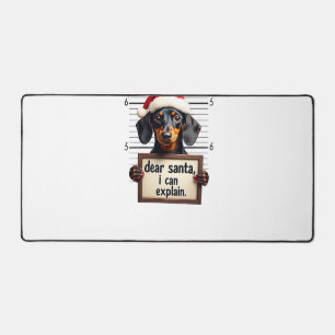 Funny Dachshund Christmas Dear Santa I Can Explain Desk Mat