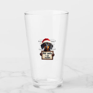 Funny Dachshund Christmas Dear Santa I Can Explain Glass