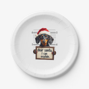 Funny Dachshund Christmas Dear Santa I Can Explain Paper Plate
