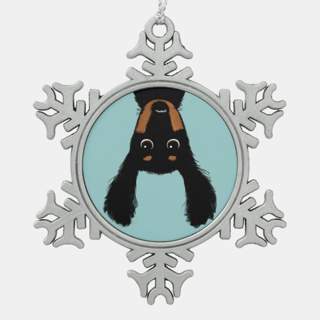 Funny Dachshund Christmas Humorous Dog Holiday Snowflake Pewter Christmas Ornament (Front)