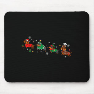 Funny Dachshund Christmas Parade Mouse Pad