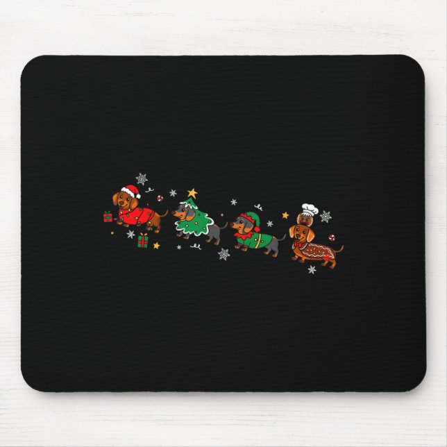 Funny Dachshund Christmas Parade  Mouse Pad (Front)