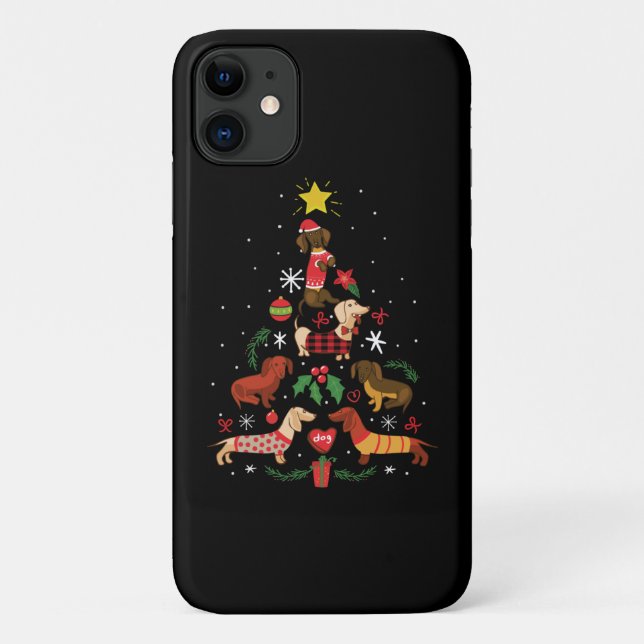 Funny Dachshund Christmas Tree Case-Mate iPhone Case (Back)
