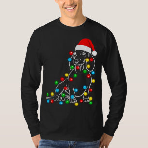 Funny Dachshund Christmas Tree Lights Led Dog Doxi T-Shirt