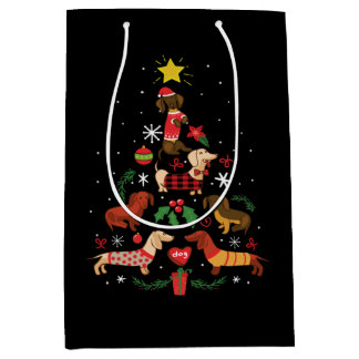 Funny Dachshund Christmas Tree Medium Gift Bag