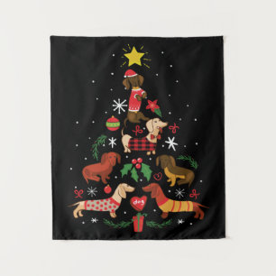Funny Dachshund Christmas Tree Tapestry