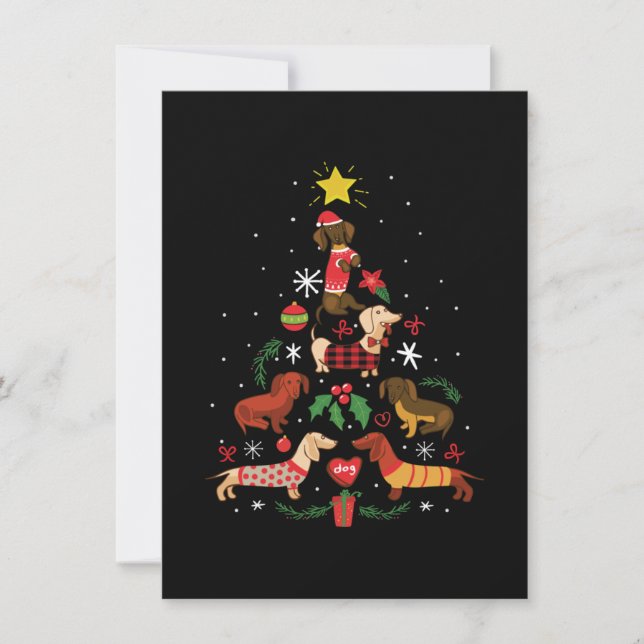 Funny Dachshund Christmas Tree Thank You Card (Front)