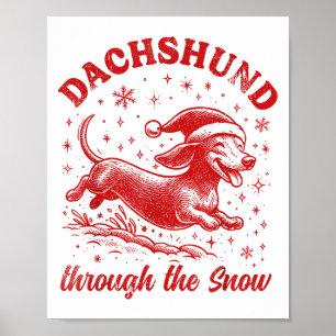 Funny Dachshund Christmas Wiener Dog Cute Doxie Lo Poster