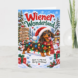 Funny Dachshund Christmas Wiener Wonderland Card