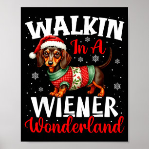 Funny Dachshund Cute Christmas Dog Lover Walking I Poster