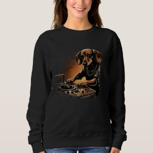 Funny Dachshund Cute Dj Electronic Music EDM Party Sweatshirt