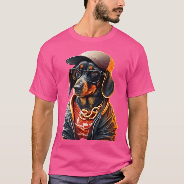 Funny Dachshund Cute Rap Hip Hop Rb T-Shirt (Front)