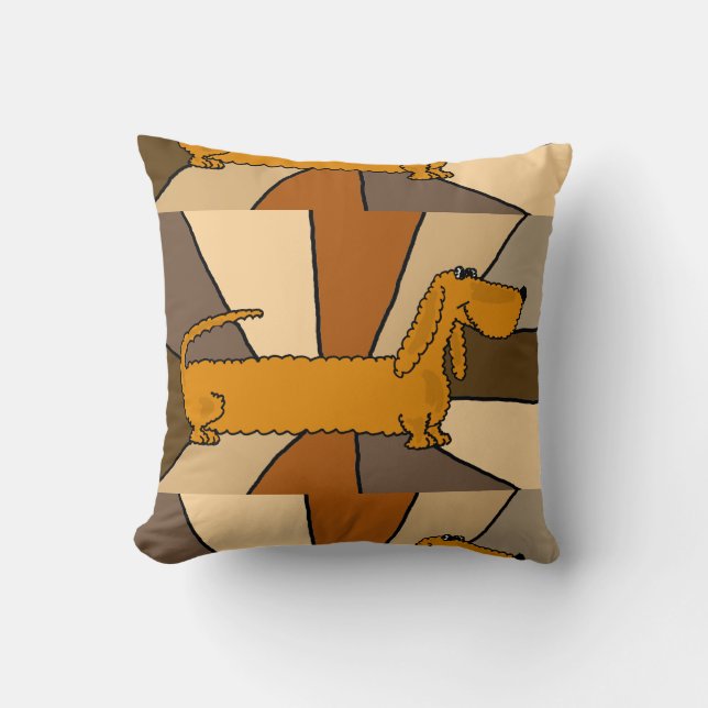 Funny Dachshund Dog Art Cushion (Front)