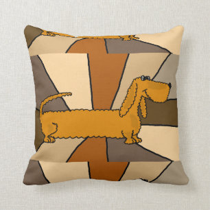 Funny Dachshund Dog Art Cushion