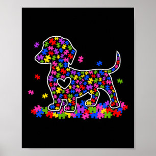 Funny dachshund dog autism awareness puppy lover poster