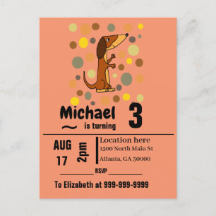 Funny Dachshund Dog Birthday Party Invitation Postcard