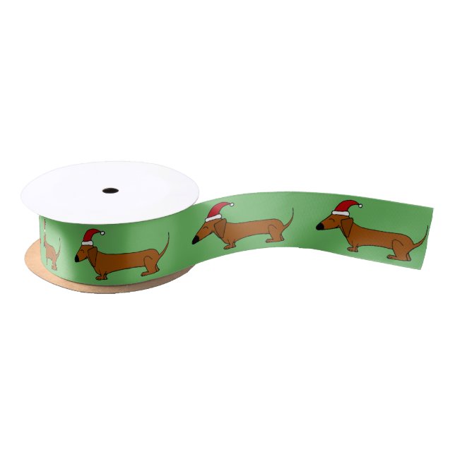 Funny Dachshund Dog Christmas Ribbon Satin Ribbon (Spool)