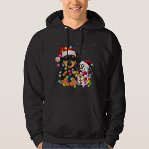 Funny Dachshund Dog Christmas Snowman Xmas Lights Hoodie