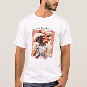 Funny Dachshund Dog Cowboy Hat Reach Sky Western P T-Shirt