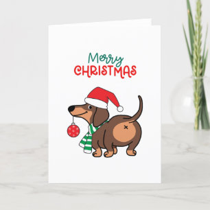Funny Dachshund Dog Cute Merry Christmas  Holiday Card
