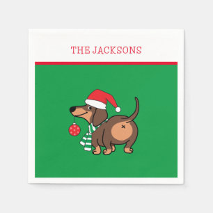 Funny Dachshund Dog Cute Merry Christmas  Napkin
